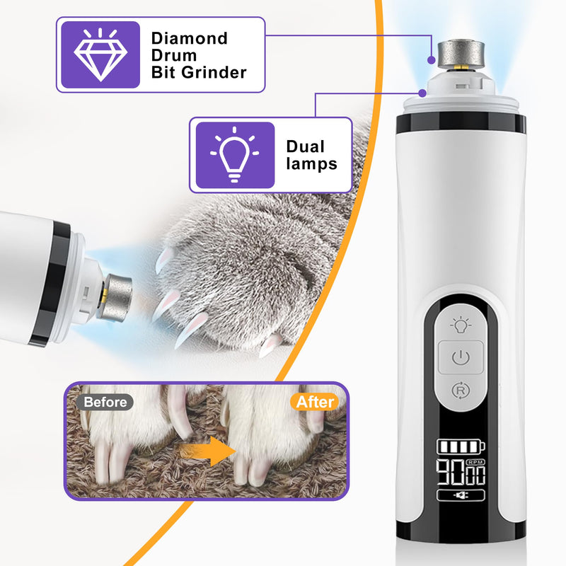Pet Nail Grinder Quiet Professional Cats Cordless Clippers Cat Claw Care Cat Grooming Clippers Cat Grooming Supplies with Charging Cable Easy to Hold Safety Guard for Small Dogs Cats White - PawsPlanet Australia