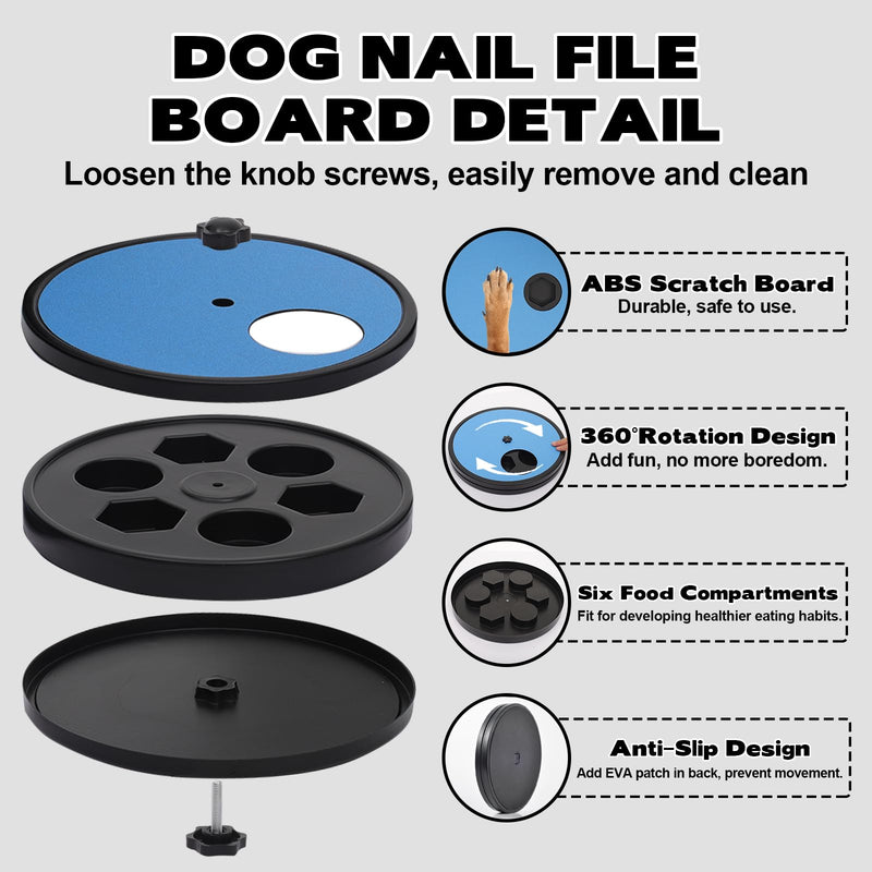 Dog Nail Scratch Board, 3 in 1 Rotatable Round Dog Scratch Board with Food Storage Compartment Box Nail Grinder Claw Care, Stress-Free Dog Scratch Pad (Blue) Blue - PawsPlanet Australia