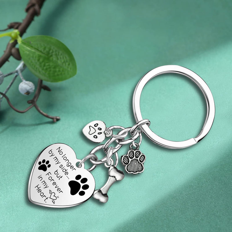 Dog Memorial Gifts Pet Memorial Keychain No Longer by My Side Forever in My Heart Key Chain Loss of Dog Gifts Paw Prints Charm Sympathy Gift - PawsPlanet Australia