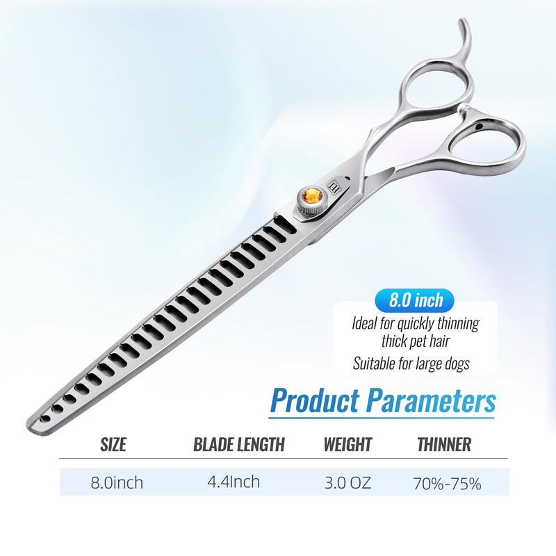 Fenice Professional Dog Grooming Scissors: 8 inch Chunker Shears for Dogs Trimming Made Of Japanese 440C Stainless Steel Yellow Diamond 8.0 inch - PawsPlanet Australia