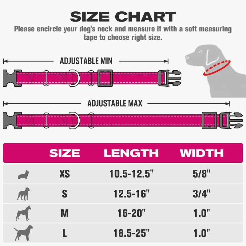 Joytale Martingale Collar for Dogs, Reflective Heavy Duty Dog Collar for Safety, Quick Release Buckle, Adjustable Nylon Collars for Medium Dogs Walking Training, Hotpink,M