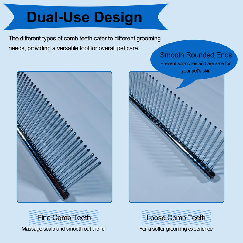 3 PCS Puppy Brush Grooming Kit, Stainless Steel Flea Comb, Fit for Yorkie, Shih Tzu, Maltipoo, Soft Bristle (Blue) Blue - PawsPlanet Australia