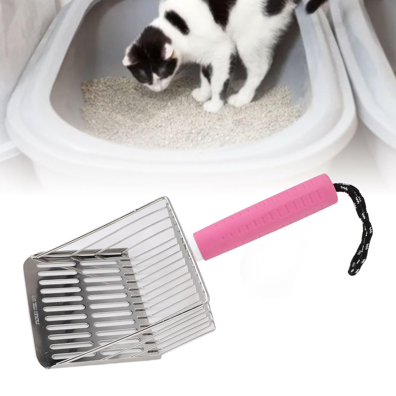 ASHATA Comfortable Handle Cat Poop Scoop with Unique Design, Wide Application for Pet Parents (PINK) Pink