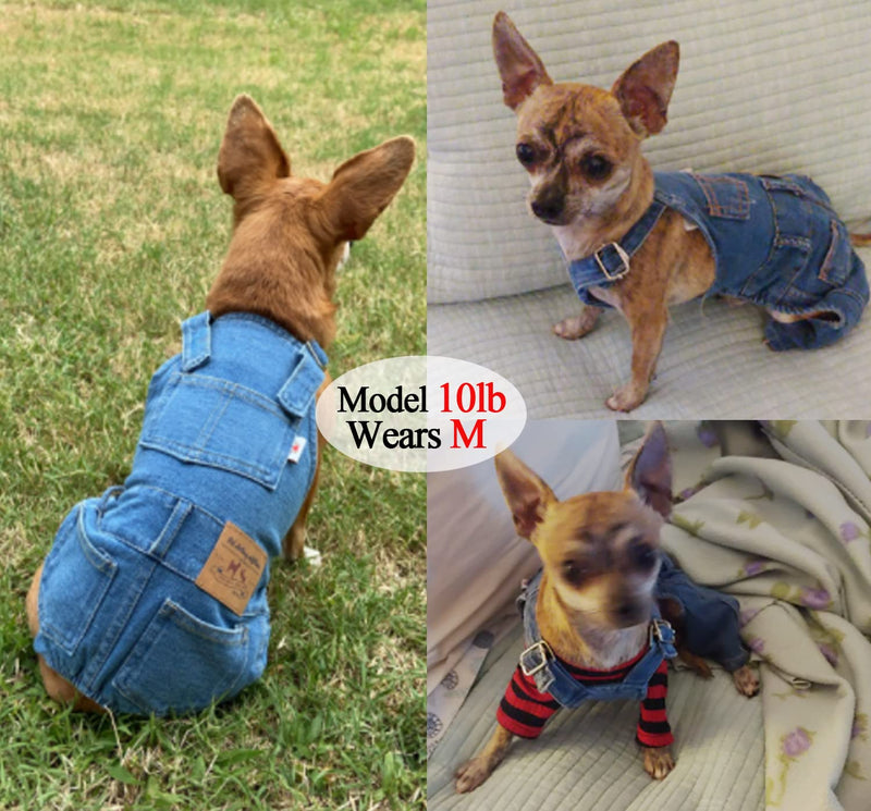 Dog Shirts Clothes Denim Overalls, Pet Jeans Onesies Apparel, Puppy Jean Jacket Sling Jumpsuit Costumes, Fashion Comfortable Blue Pants Clothing for Small Medium Dogs Cats Boy Girl (Blue, Medium)