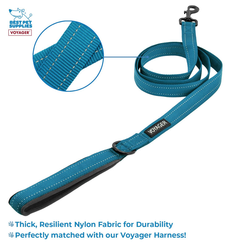 Voyager Step-in Lock Dog Harness w Reflective Dog Leash Combo Set with Neoprene Handle 5ft - Supports Small, Medium and Large Breed Puppies/Cats by Best Pet Supplies - Turquoise, XS - PawsPlanet Australia