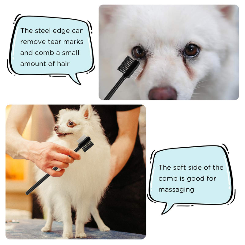 LUTER 4 Pcs Tear Stain Remover Comb Dog Flea Comb Double-Sided Multifunctional Dog Eye Comb Brush Pets Grooming Comb for Dogs Cats Removing Crust and Mucus - PawsPlanet Australia