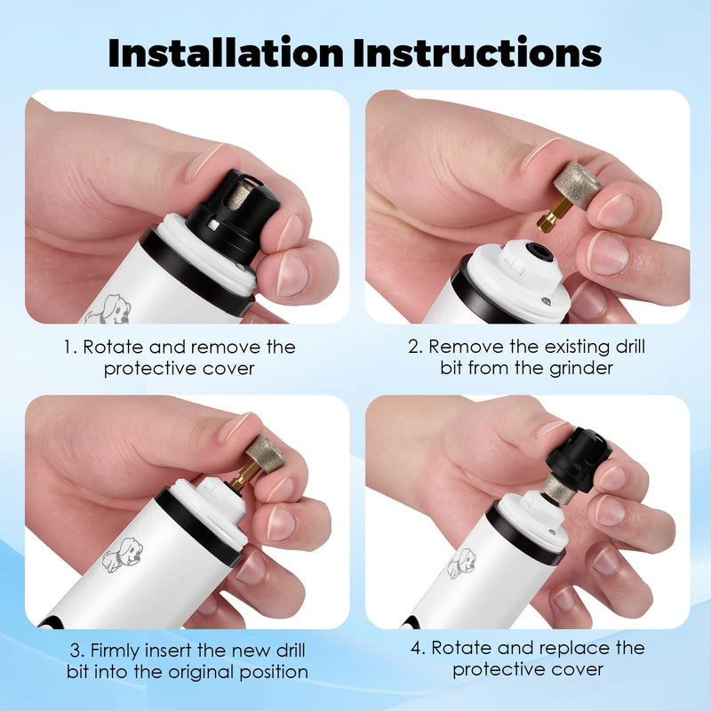 Dog Nail Grinder, Silent Groom Pro Nail Grinder for Dogs & Cats, Dog Claw Grinder with LED Light & 3 Speeds, 2000mAh USB Rechargeable Pet Nail Trimmer - PawsPlanet Australia
