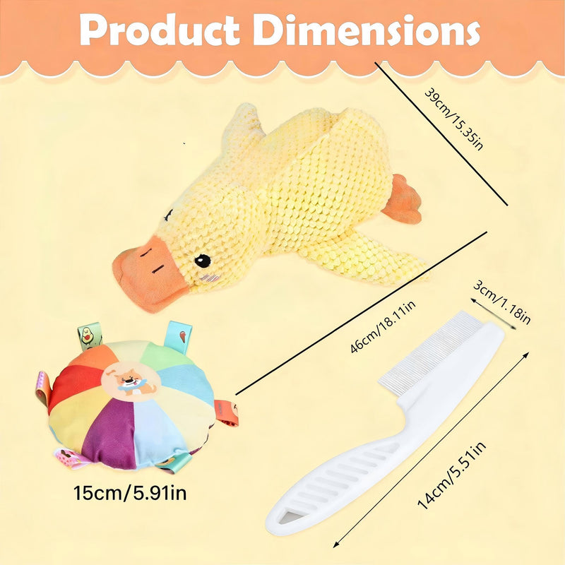 Duck Dog Toy, Flying disc, pet Eye Comb, Giant Plush Duck Dog Toy Set, Comb Color Random, Large Duck Dog Toy Suitable for Small, Medium and Large Dogs. (60, Large) 60 - PawsPlanet Australia