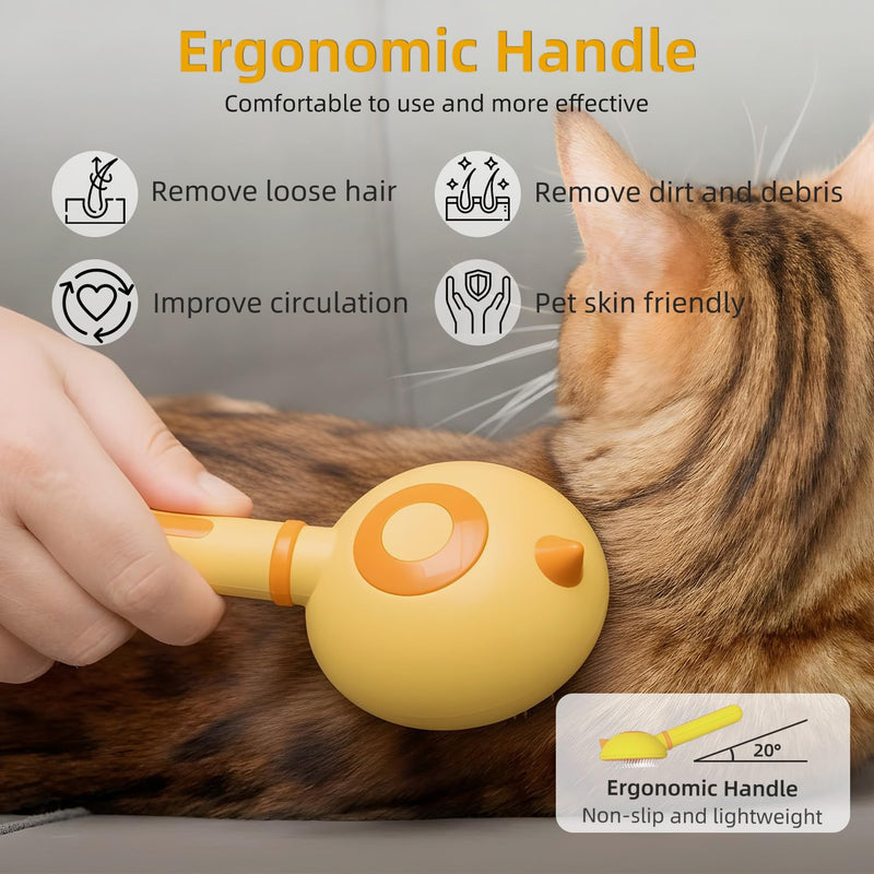 Cat Brush for Shedding, Self-Cleaning Slicker Brush for Indoor Cats, Gently Remove Loose Fur, Pet Grooming Massage Deshedding Tool, Suits Long & Short Haried Cats and Dogs Yellow+Orange