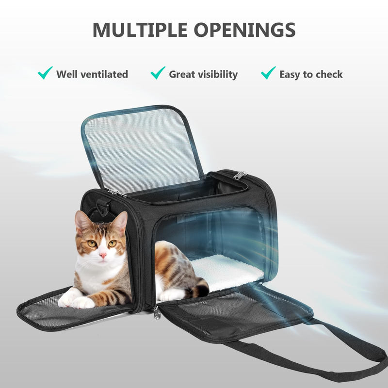 Cat Carrier, Dog Carrier, TSA Airline Approved Pet Carrie for Small Medium Cats, Dog Puppy Carriers for Small Dogs (Black, One Size) - PawsPlanet Australia