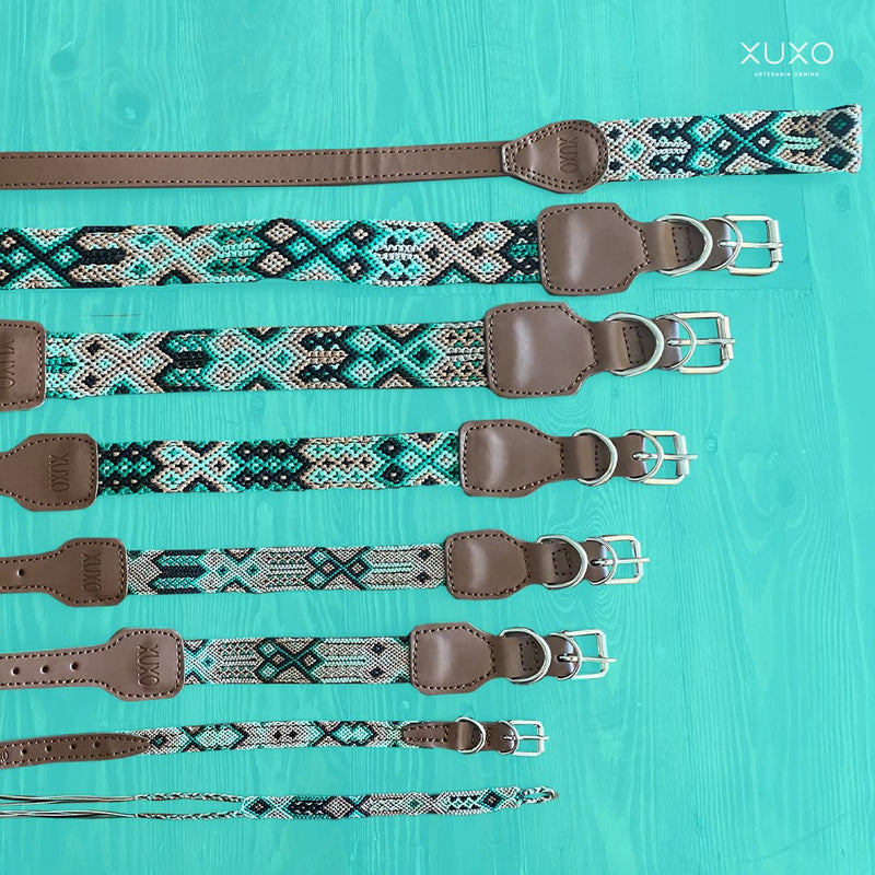 XUXO Dog Collar, Vegan Leather, Handmade, Water Resistant, Durable, Mahahual, XS