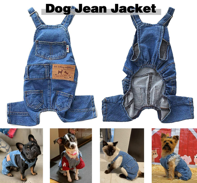 Dog Shirts Clothes Denim Overalls, Pet Jeans Onesies Apparel, Puppy Jean Jacket Sling Jumpsuit Costumes, Fashion Comfortable Blue Pants Clothing for Small Medium Dogs Cats Boy Girl (Blue, Medium)