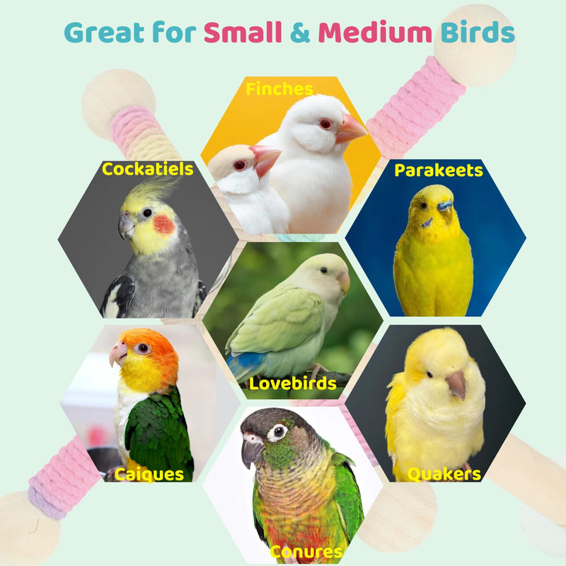 Bird Toy Spinning Perch for Parakeet Cockatiels, Cage Interactive Wooden Stand for Budgies Conures, Cage Accessories Enrichment Toys for Small Medium Parrots Lovebird Parrotlet - PawsPlanet Australia