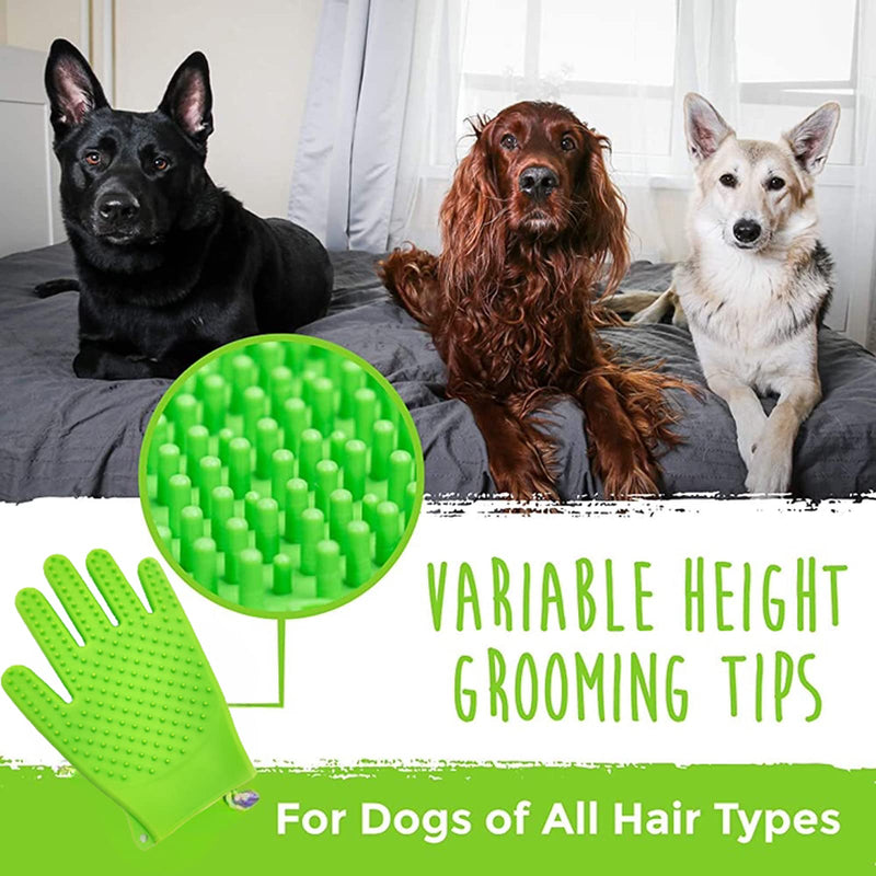 YOFANG Cat Gloves Bite Proof Pet Grooming Gloves for Dogs and Cats/Pet Cat Feeding Gloves, 4-in-1 Washing Dog Gloves and Hair Removal Gloves,Gentle Double-Side Brush Gloves,Green Large Green - PawsPlanet Australia