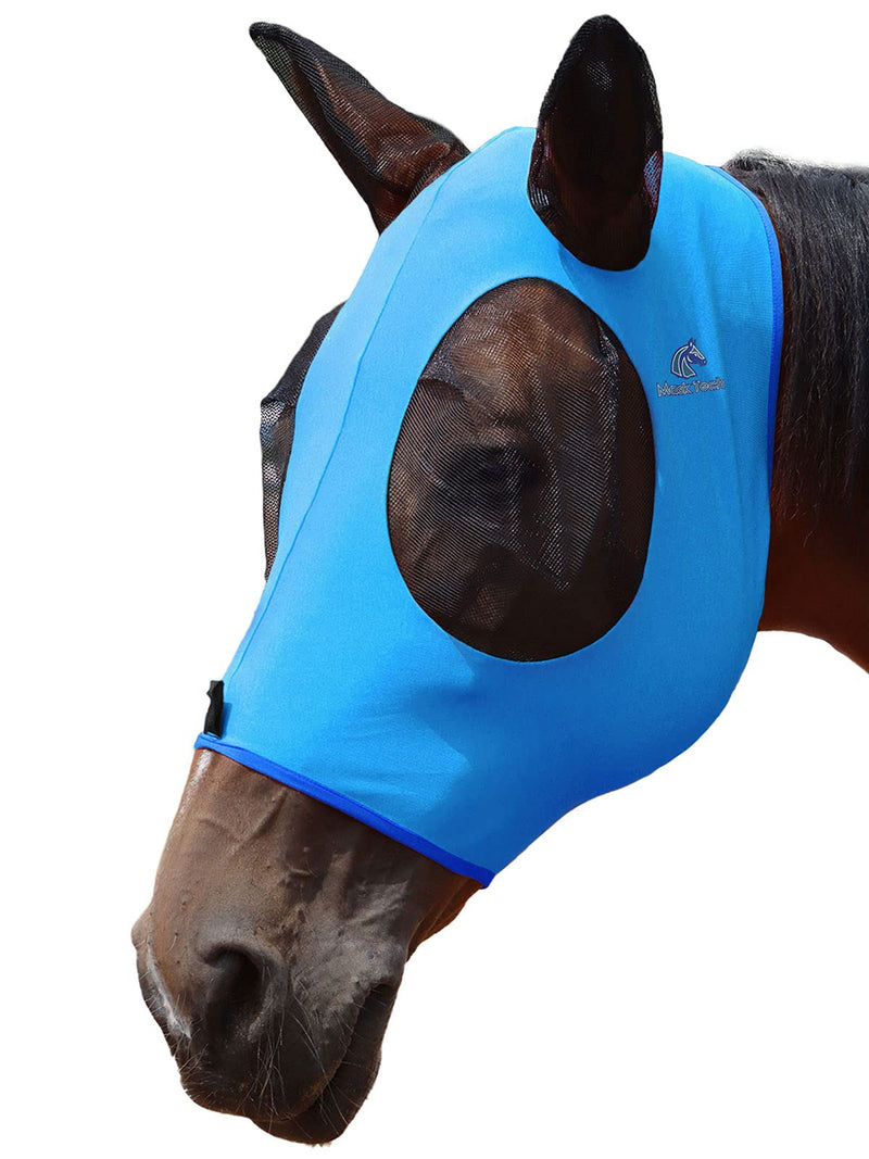 Mask Tech Horse Fly Mask Elasticity Breathable Fabric with UV Protection Soft Mesh for Horse Might Blue M Cob (Medium) Light Blue
