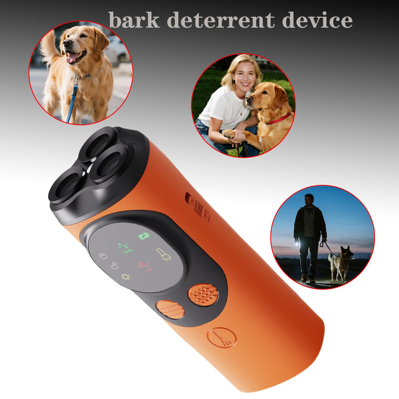 Upgraded Triple-Head Ultrasonic Dog Barking Deterrent Device - 33ft Range Handheld Anti Bark Training Tool - Rechargeable Sonic Bark Stopper for Small Medium Dogs, Age 6+ Months (Orange)