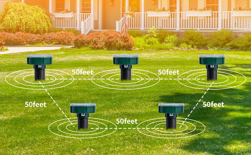8 new Green Mole Repellent for lawns Gopher Repellent Ultrasonic Solar Powered Snake Repellent Deterrent Mole Repeller Vole Repellent Outdoor Lawns Garden Yard All Pests Sonic Spikes Stakes Chaser8