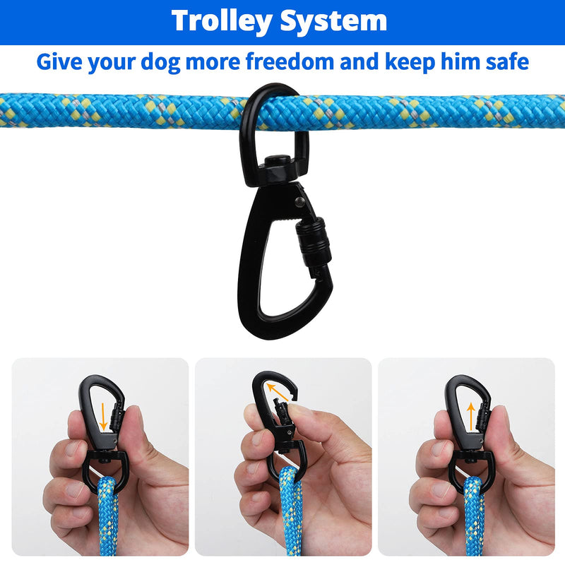 Dog Tie Out Cable for Camping - 50ft/70ft/100ft Portable Reflective Overhead Trolley System for Dogs up to 300lbs - Dog Lead for Yard Camping | Parks | Outdoor Events Blue - PawsPlanet Australia