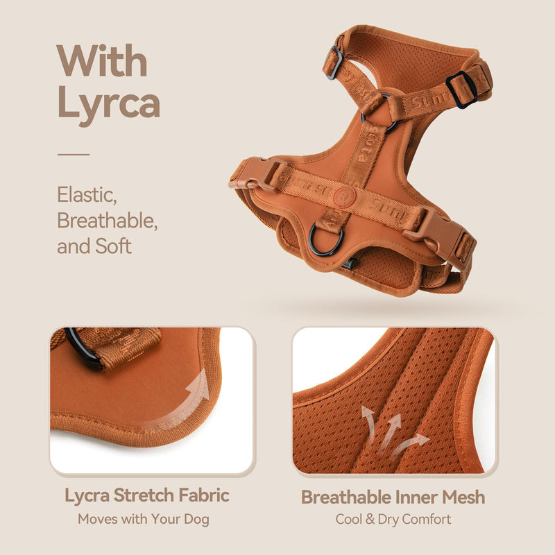 No Pull Dog Harness with Lycra, Three-Point Force Dispersion & 3D Padding, Adjustable Breathable Mesh for Small Medium Large Dogs(Carmel Brown,XS) XS(Neck:10.0-16.0,Chest:14.0-20.0) Carmel Brown - PawsPlanet Australia
