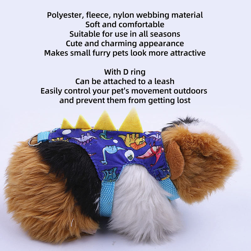 Ferret Harness Leash Changeable, Small Pet Supplies Pet Harnesses Soft Comfortable Cute Guinea Pig Vest Harness with D Ring for Small Animals,Pet Harnesses (Dinosaur Dinosaur Kingdom - PawsPlanet Australia