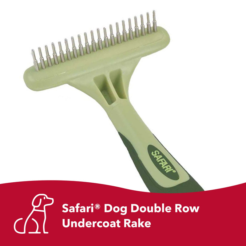 Coastal Pet Safari Dog Undercoat Rake - Top-Grade Double Row Rotating Pins Dematting Rake for Effective Deshedding and Pet Grooming - PawsPlanet Australia