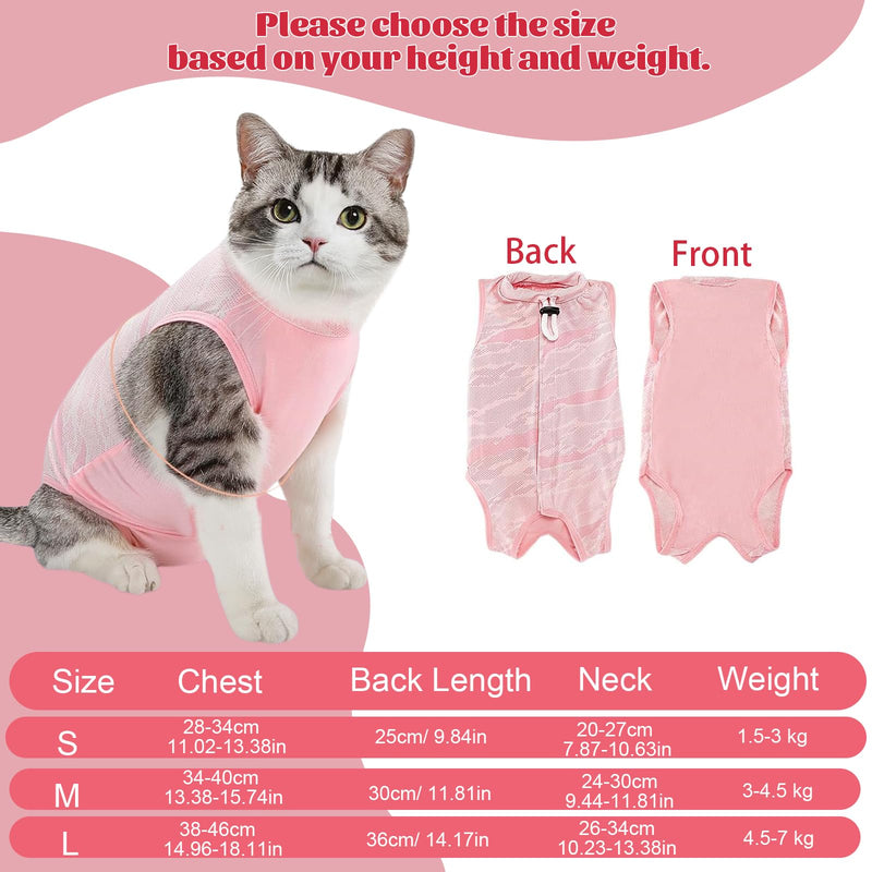 Pack of 2 Cat Bodysuit After Surgery, Comfortable and Breathable Recovery Suit Op Body Cat Castration Spay Weaning Lick Protection Suit Cat Clothing for Cat Body Surgery (Pink+Blue) (L) L