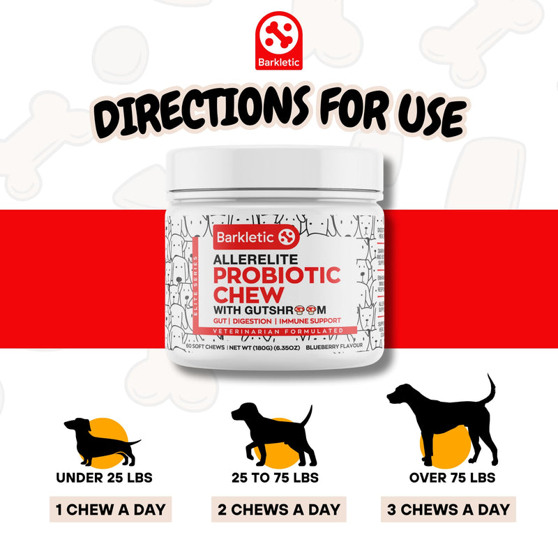 AllerElite Probiotics for Dogs and Digestive Enzymes with Gutshroom - Pet Probiotics for Dogs Digestive Health and Immune Support | Dog Probiotics and Digestive Enzymes | Dog Probiotic | 60 - PawsPlanet Australia