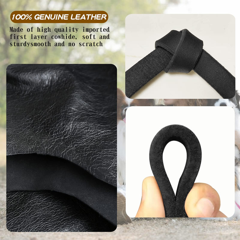 Leather Dog Leash 6ft x 5/8 inch,Strong Heavy Duty Genuine Leather Braided Dog Training Leash, Soft and Comfortable for Large Dogs, Medium Small Dogs (Black, 6FT*5/8in) Black - PawsPlanet Australia