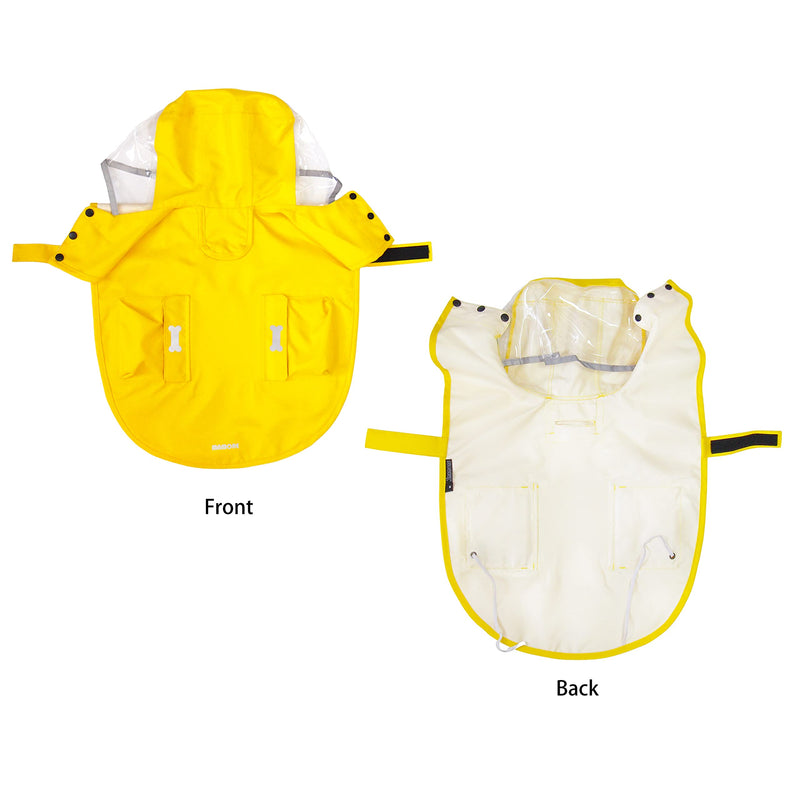 Dog Waterproof Raincoat with Poncho Hoodie, High Reflective Adjustable Yellow Pet Rain Jacket with Leash Hole for Small Medium and Large Dogs (Yellow, XXXX-Large) XXXX-Large: 92-115lbs
