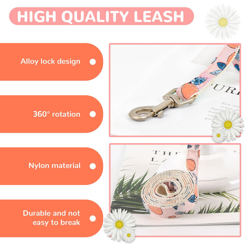 BAEJMJK Dog Harness and Leash Set with Bow Knot No Pull Pet Floral Harness with D-Ring Soft Mesh Dog Harness Vest Set Escape Proof Princess Puppy Harness for Small Girl Dogs Cats（Orange M） Medium Orange - PawsPlanet Australia