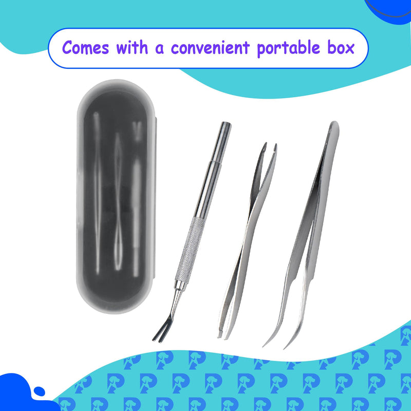 Tick Remover Kit - Stainless Steel Tick Removal for Humans and Pets - Tick Tweezers for Safe and Complete Removal of Big and Small Ticks for Cats and Dogs - Removal Kit with Storage Pouch - PawsPlanet Australia