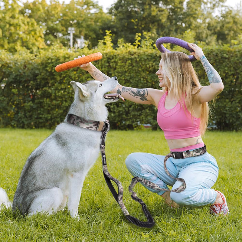 TSPRO Hands Free Dog Leash for Walking Running with Safety Car Seat Belt Shock Absorbing Bungee Leash with Padded Handle (Green) 56.5 to 72.5 inches/144-185cm Green - PawsPlanet Australia