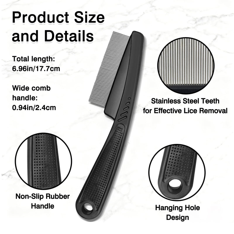 3-Pack Pet Flea Comb for Dogs and Cats, Fine-Tooth Lice and Flea Grooming Comb with Stainless Steel Pins and Ergonomic Non-Slip Handle - PawsPlanet Australia
