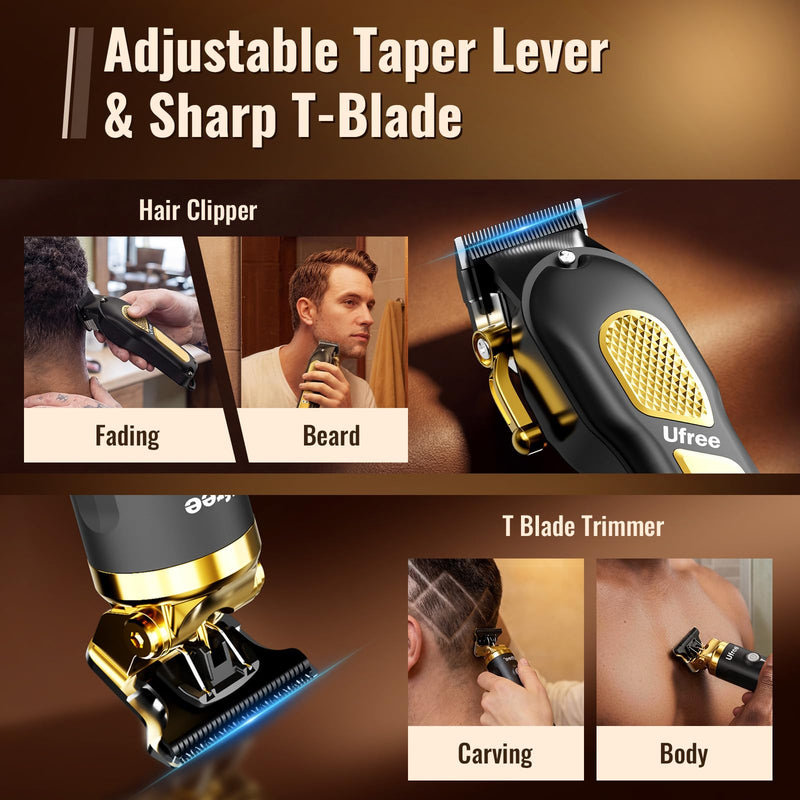 Ufree Hair Clippers for Men, Clippers and Trimmers Set, Cordless Barber Clippers, Grooming Kit, Gifts for Men Black - PawsPlanet Australia