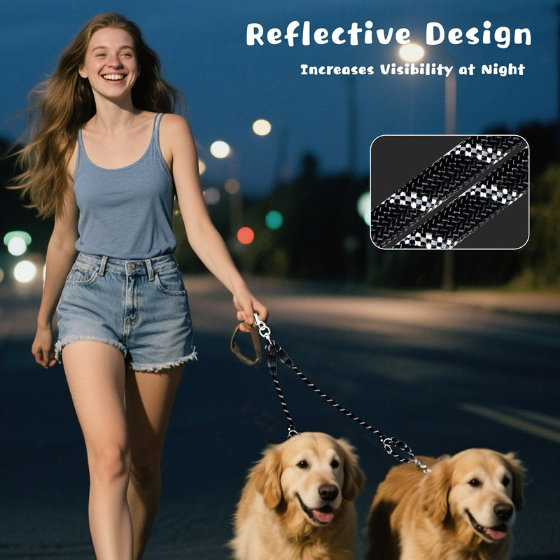 Two Point Control Dog Leash, Works with No Pull Harnesses, No Tangle Dog Training Leashes, Non Pull Padded and Reflective Walking Lead, Converts to Single Leash for Medium Large Dogs - PawsPlanet Australia