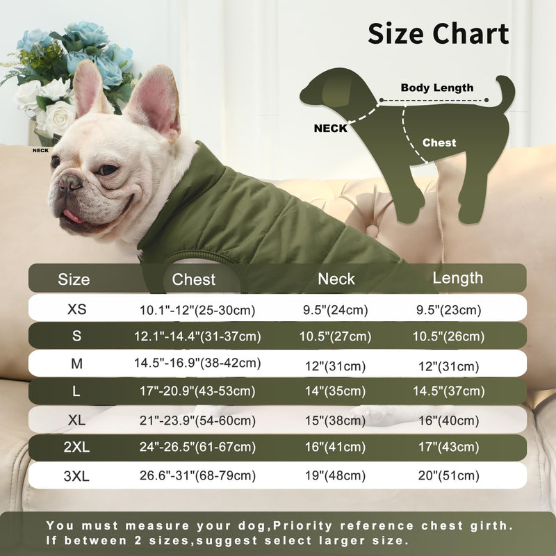 2 Layers Fleece Lined Warm Dog Jacket for Puppy Winter Cold Weather,Soft Windproof Small Dog Coat,Green M Medium (Pack of 1) Green