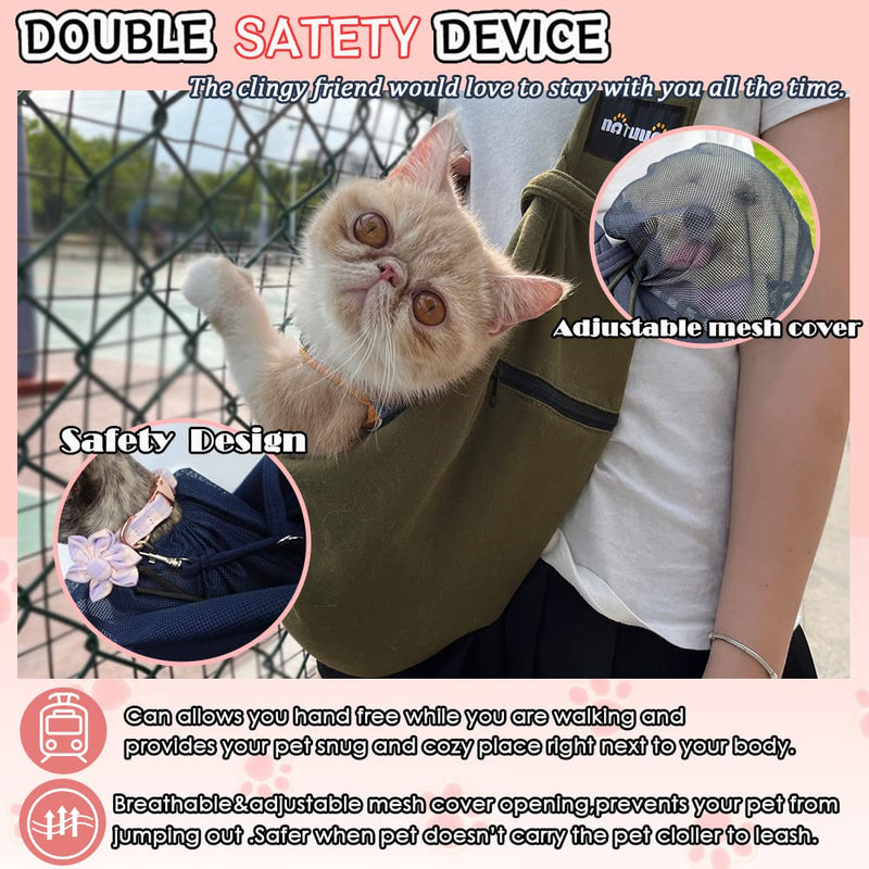 NATUYA Pet Dog Sling Carrier - Dog Sling with Net Bag for Carrier Dogs Cats-Hands Free Pet Bag-Buckle net Pocket pet Bag (Black) Black - PawsPlanet Australia