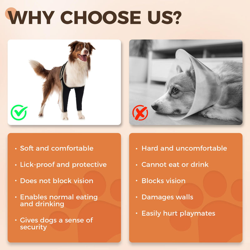 Dog Recovery Sleeve Front Leg Prevent Dog from Licking Wound, Dog Leg Sleeve is Made of Yoga Fabric, Dog Dleeve to Prevent Licking is Breathable, Suitable for Summer, Cone Collar Alternative L double leg black - PawsPlanet Australia