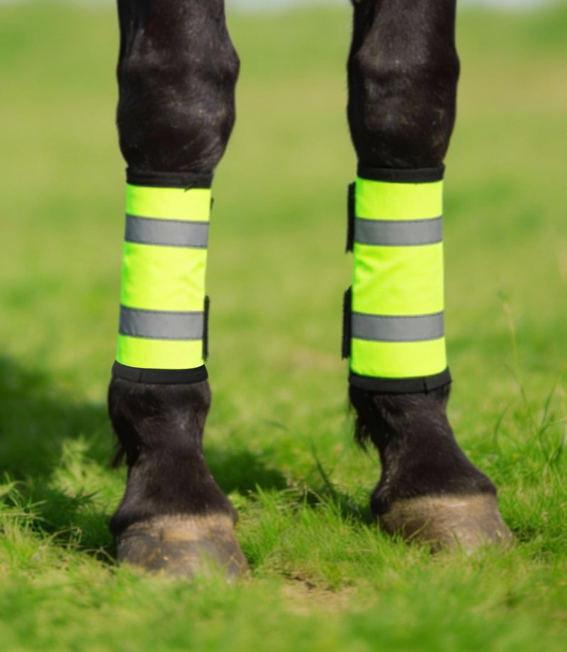 2/Pack High Visibility Horse Leg Wraps, Add Safety, Easy to Put on Horse Boots w/Fleece Interior Fluorescent Yellow Breathable Fabric + Fleece Lining - PawsPlanet Australia