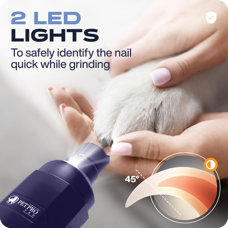 PETPROVED Dog Nail Grinders Silent Dog Claw Grinder Dog Nail Grinder for Dogs Claws Safe Dog Nail Trimmer Electric Pet Nail Grinder for Dogs Nail File Purple - PawsPlanet Australia