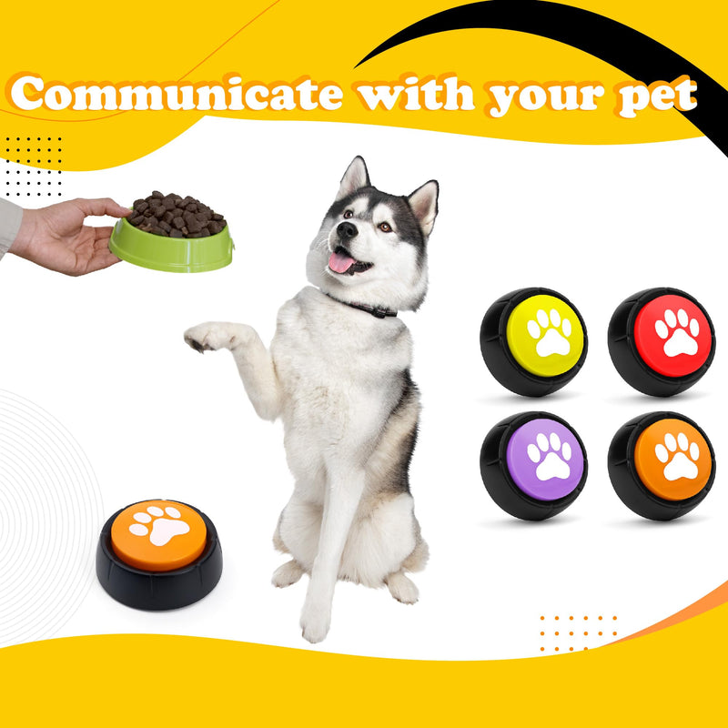 PetnBeyond Dog Talking Buttons - Communication Starter Pack, 4 PCS Dog Training Buttons, 30 Second Record Button for Pet Voice Training, Speaking Buttons for Cats and Dogs, 30s Voice Recordable Pet - PawsPlanet Australia