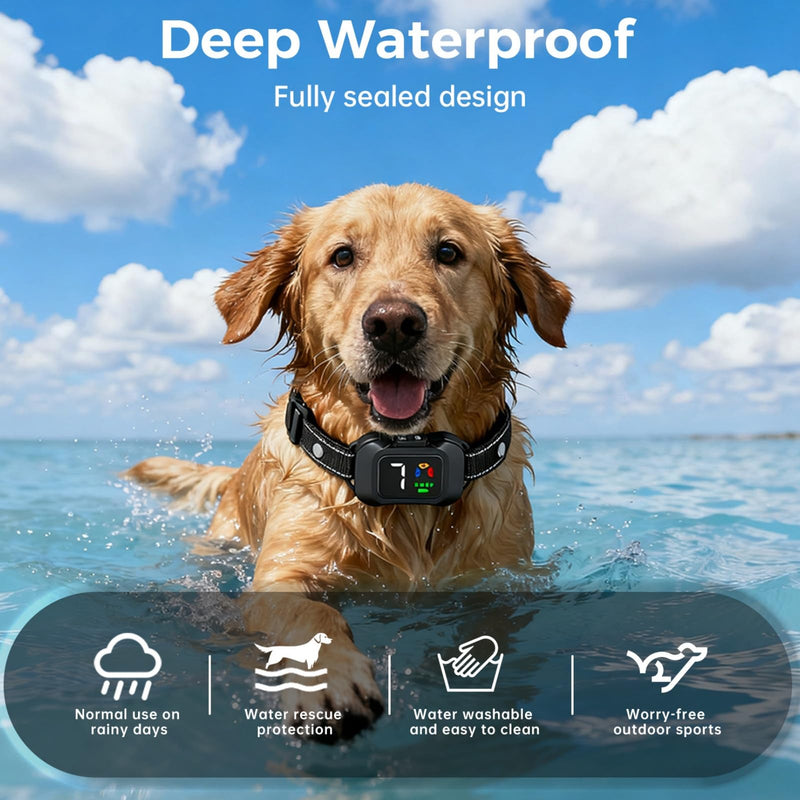 Bark Collar No Shock Humane – 25KHz Ultrasonic, Beep & Vibration Combinations, 6 Smart Modes, 7 Sensitivity Levels,Waterproof & Lightweight,Adjustable for Small,Medium & Large Dogs Black - PawsPlanet Australia