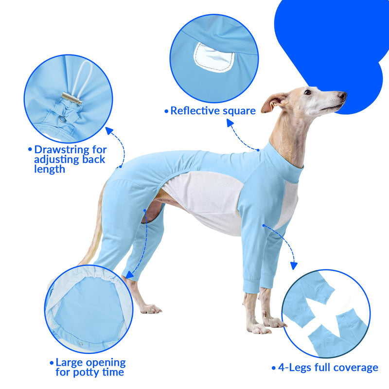 ROZKITCH Dog Onesie, Four Leg Full Body Suit Summer Cool Dog Surgery Recovery Suit Shedding Shirt Sun Protective Shirt Lightweight Stretch Pyjamas Summer Vest(Yellow, 4XL) Blue 4XL