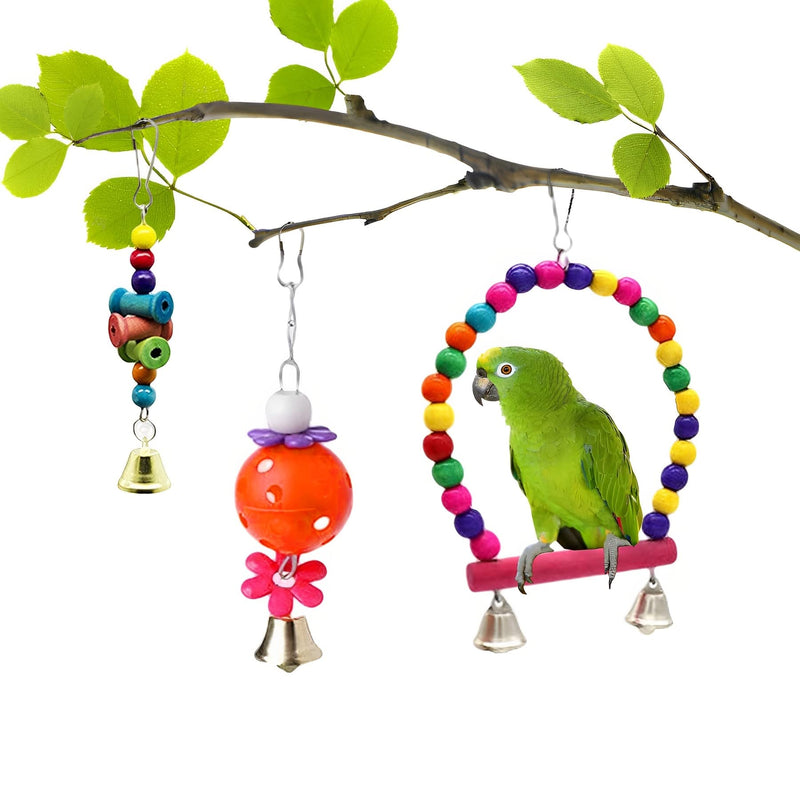 Bird Toys Parakeet Cage Accessories: 11pcs Bird Toy Swing Set for Bird Cage - Colorful Natural Toys Suitable for Parrot Cockatiel Budgie Conure Mynah Lovebird - PawsPlanet Australia