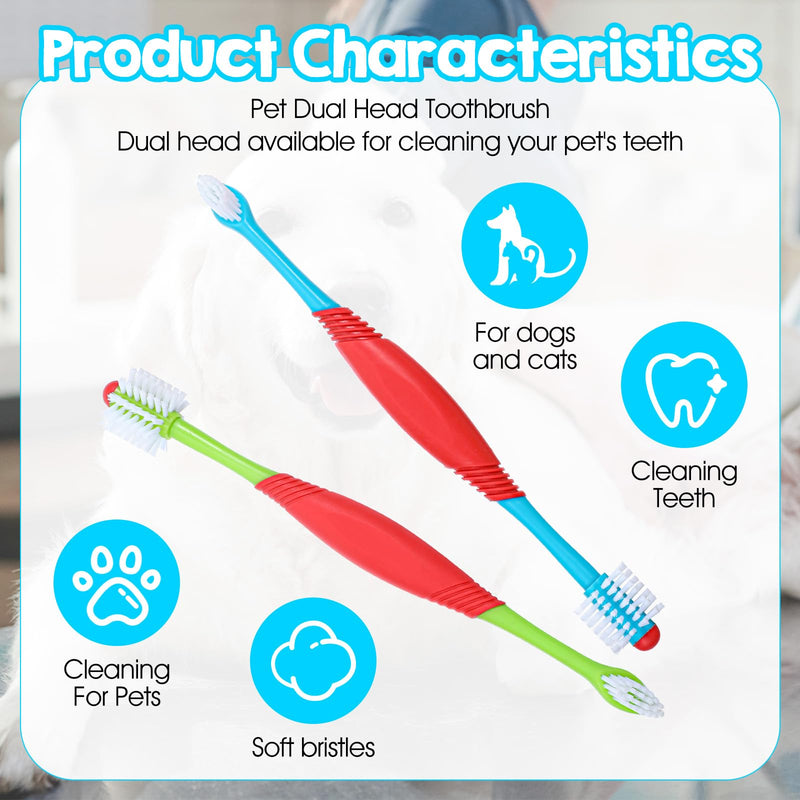 2 PCS Dog Teeth Cleaning Brush, 360 Degree Dog Tooth Brush, Dual Head DogToothbrush, Dogs Cleaning Tooth Brushing Kit, Designed for Pet Dental Care, Keep Pet Teeth Cleaning for Small and Large Dogs - PawsPlanet Australia
