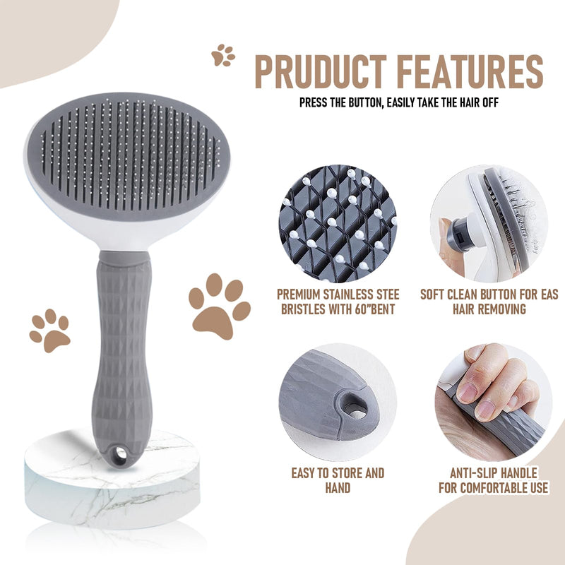Cat Grooming Shedding Brush S Dogs Pet Self Cleaning Comb Hair Removal Short Haired For Long Slicker Better Kit Grey - PawsPlanet Australia