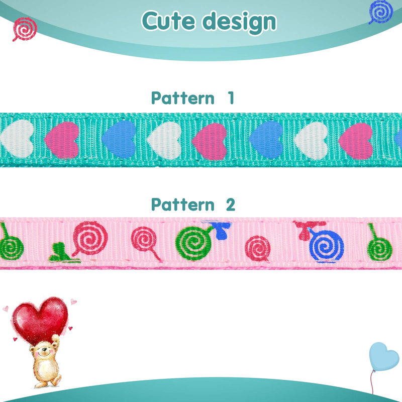 6 Pieces Cat Collar with Bell Kitten Breakaway Collar Heart Pattern Adjustable Safe Baby Kitten Collars Lollipop Spring Summer Cat Collars for Girl Boy Cats Pink, Blue, Purple, Green