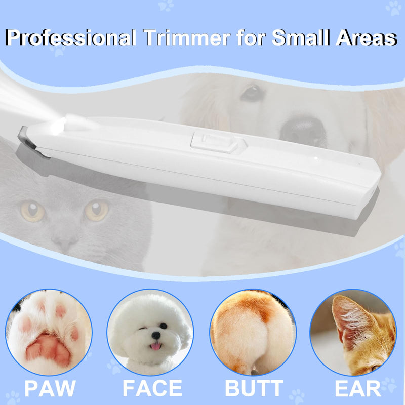 KIKETECH Dog Grooming Clippers Professional - Quiet Cordless Dog Paw Trimmer, LED Light Pet Nail Grinder, Rechargeable Cat Clippers for Grooming, 3 in 1 White - PawsPlanet Australia