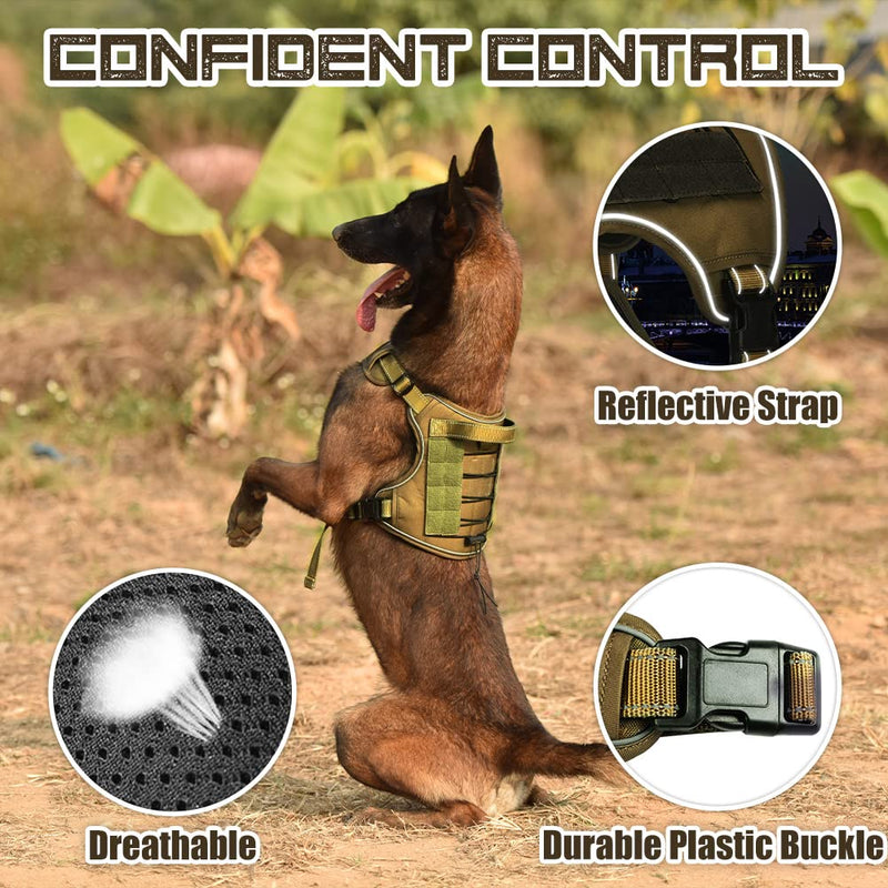 CBBPET Tactical Dog Harness for Small Medium Large Dogs No Pull Adjustable Harness Training Easy Control Pet Vest,Reflective Working Training (L(Neck 20-30, Chest 22-41)) L(Neck 20 - 30, Chest 22 - 41) - PawsPlanet Australia
