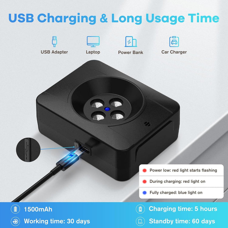 Dog Bark Deterrent Devices, Automatic Anti Barking Device with 4 Ultrasonic Transmitters, Audio & Ultrasonic Bark Box with 33FT Range, Rechargeable & Waterproof Outdoor Stop Barking Dog Devices